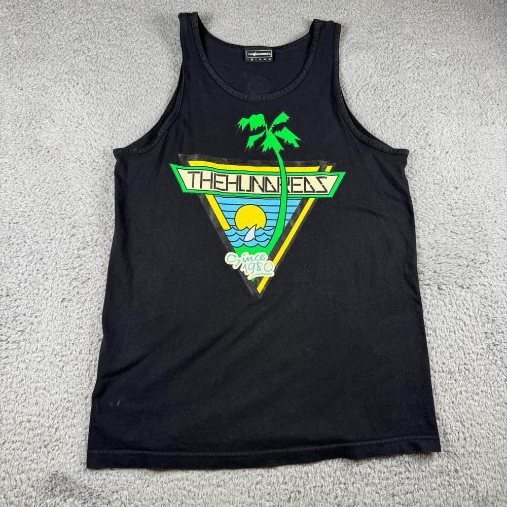 The Hundreds Tank Top Men‎ Size Medium Black Palm Tree Front Logo Y2K Streetwear